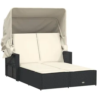 vidaXL Doppel-Sonnenliege 200 x 58 x 30 cm Schwarz