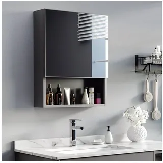 kleankin Spiegelschrank 46 cm schwarz