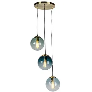 Qazqa Art Deco Pendelleuchte, Pendellampe - Pallon - Gold, 3-flammig, 45cm,