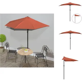 vidaXL Balkon-Sonnenschirm Alu-Mast Terrakotta 270x144x222cm Halbrund - Sonnenschirme & Sonnenschutze - Braun