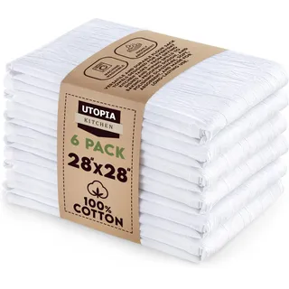 Utopia Kitchen Geschirrtücher aus 100% Baumwolle, Mehlsack-Gewebe, zum Reinigen & Trocknen – Sehr saugfähige Küchen-Geschirrtücher, Weiß, 71,1 x 71,1 cm, 6 Stück