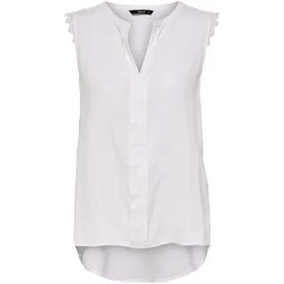 ONLY Damen Legere Shirt Bluse mit Spitzen Details Ärmelloses Top Oberteil, Farben:Weiß, Größe:34