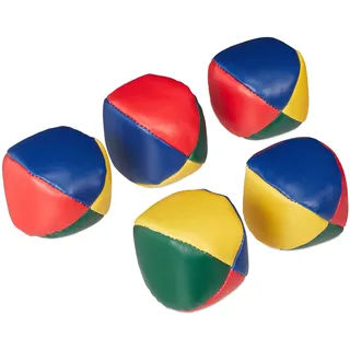 Relaxdays Jonglierbälle 5er Set, Profis, Anfänger, Juggling Balls weich, Kinder, Erwachsene, Jonglierset, Ø 6,5 cm, bunt