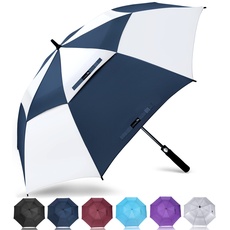 ZOMAKE Regenschirm Sturmfest Groß,XL Golf Umbrella Stockschirm mit Auf-Zu-Automatik für Herren Damen - Travel Schirm mit Tragegurt(Blau/Weiß)