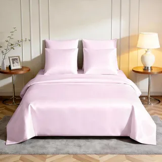 ComfortAce 100% Tencel™ Lyocell Bettwäsche-Set, (1x) 200X200 cm + (2X) 80x80 cm, Weich, Hypoallergen & Milbenfrei, Geeignet für Alle Jahreszeiten, Mit Reißverschluss, Nachhaltig,Kirschrosa