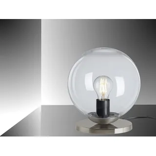 Trango 1er Pack 7010C Retro Nachttischlampe *SUN* Glaskugel Tischleuchte in klar inkl. Kabelschalter & E27 Lampenfassung, Fensterbank Leuchte, Nachttischleuchte, Schreibtischleuchte, Tischlampe