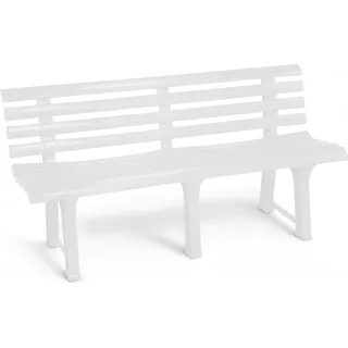 3.12 Gartenbank ORCHIDEA aus Kunststoff - ca. 145 x 49 x 74 cm - Farbe: Weiß