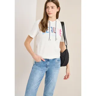 Cecil Kurzarmshirt mit Letter-Print, vanilleweiß