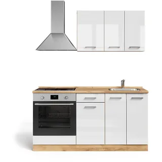 Vicco Küchenzeile R-Line 160 cm Weiß Hochglanz