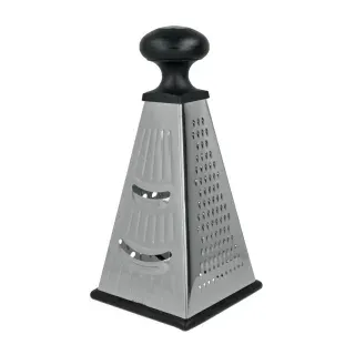 Metaltex Pyramide Universalreibe, Inox-Edelstahl, Gemüsehobel mit feiner, mittlerer, grober Reibe und Gurkenhobel, Maße: 10,8 x 22,5 cm