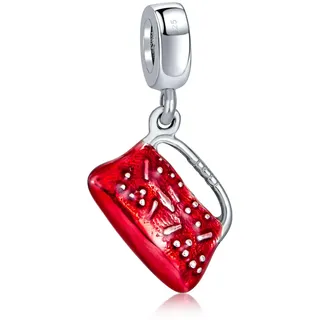 Bling Jewelry Dangle Rote Clutch-Geldbörse Taschenbuch Handtasche Charme Perle Für Frauen Teenager 925 Sterling Silber Passt Auf Europäisches Armband