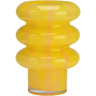 Vase , Gelb , Glas , 14x20x14 cm , Dekoration, Vasen, Glasvasen