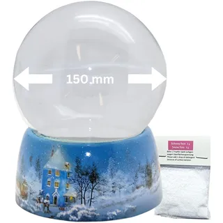 Schneekugel Bastelset mit 1 x Schnee | 150mm-Do-it-Yourself Schneekugel mit Glaskugel und Porzellansockel Winterlandschaft | für Spieluhr | DIY Schneekugel | B: 150mm H: 180mm | 70014