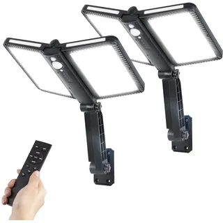 COLBOR Solarlampen für Außen, LED Solar Licht mit Bewegungsmelder 5 Modi IP65 Wasserdicht 218 LEDs Regolabile für Garage Garten Hof Terrasse (2 Pcs), Solarlampen-Außen-Solar-LED-Licht