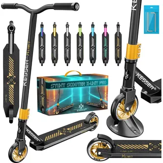 KESSER® Stunt Scooter X-Limit-Pro 360° Lenkung Funscooter Stuntscooter mit Ständer ABEC 9 Kugellagern, 110 mm PolyurethanRäder , Kickscooter Tretroller Cityroller Trick Roller für Kinder Erwachsene - Schwarz