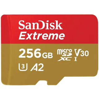 SanDisk Speicherkarte "microSDXC Extreme« (256 GB Video Speed Class 30 (V30)/UHS Speed Class 3 (U3) ), rot