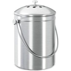 Premium-Qualität Edelstahl Kompostbehälter Komposteimer 1,3 Gallonen, Inklusive Kohlefilter - von Utopia Kitchen