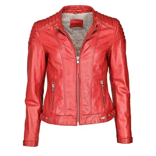 Lederjacke MUSTANG "Lederjacke 31020257", Damen, Gr. L, rot, Obermaterial: 100% Lammleder LEL. Futter: 100% Baumwolle CO., Jacken Lederjacke