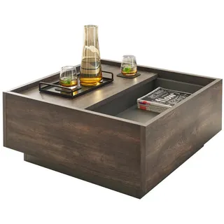 Furn.Design Couchtisch Thermo Eiche, grau, Beistelltisch mit Stauraum 75 x 75 cm , Eichefarben, Grau , Holzwerkstoff , Nachbildung,Eiche , 1 Schubladen , Stativgestell , 75x33x75 cm , Wohnzimmer, Wohnzimmertische, Couchtische