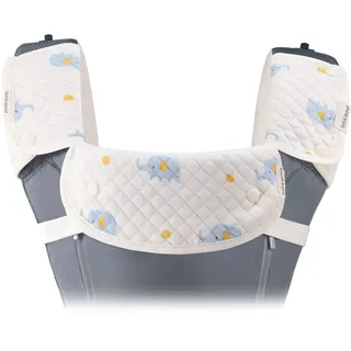 Bebamour Saugnäpfe für Babytragetasche, Zahnenunterlagen, Sabberlätzchen, Baumwolle, Babytrage-Lätzchen, 3 Stück, passend für alle Marken, Babytragetasche, blauer Elefant