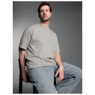 T-Shirt TRIGEMA "TRIGEMA Heavy Oversized T-Shirt", Herren, Gr. L, grau, melange, Single Jersey, 100% Baumwolle, Rundhals, Shirts T-Shirt