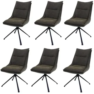 Mendler Esszimmerstuhl HWC-N71 Stoff grün 6er Set