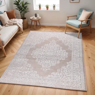 Livabliss Temara Vintage groß - Orientalischer Wohnzimmer 200x275 cm, Esszimmer, Schlafzimmer - Boho Kurzflor e für einfache Pflege - Beige