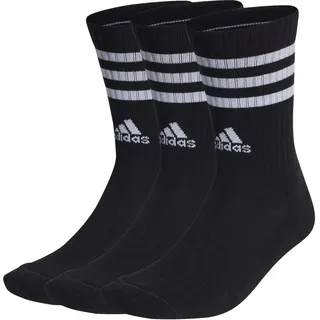 adidas Unisex Kinder 3-Stripes Cushioned Crew Socks 3 Pairs, Black/White, 2-3 Years