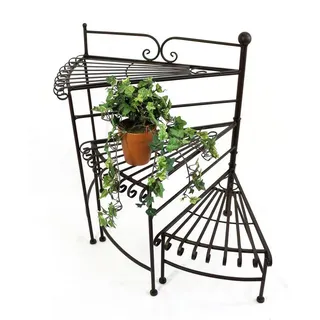 DanDiBo Ambiente Blumentreppe mit 3 Ablagen 64 x 56 x 64 cm Braun