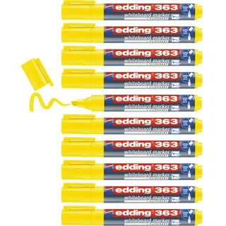 edding 363 Whiteboardmarker - gelb - 10 Whiteboard Stifte - Keilspitze 1-5 mm - Boardmarker abwischbar - für Whiteboard, Flipchart, Magnettafel, Pinnwand, Memoboard - Sketchnotes