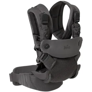Joie savvy™ air 4in1 Babytrage – ab Geburt bis 3 Jahre (3,5–15 kg) Cinder | Babytrage mit 4 Tragevarianten, Magnetverschlüssen sowie Rücken- und Kopfstütze. Inklusive 2 Baumwoll-Verdecke und-Lätzchen