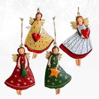 4 Stück Metall Engel Anhänger, Engel Weihnachtsanhänger, Weihnachtsengel Anhänger, Weihnachtsbaum Weihnachten Deko für Christbaumschmuck, Weihnacht Party, Hochzeit Dekoration