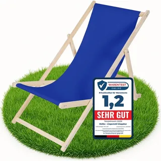 Melko Strandstuhl klappbar Holz Garten Sonnenliege Faltliege - Blau - Blau