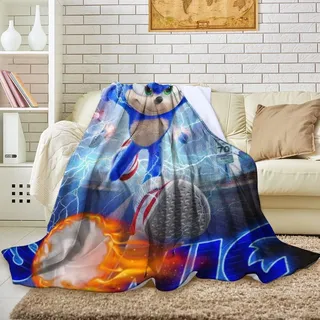 Herren Sonic the Hedgehog Decke Miles Knuckles Klimaanlage Schlafdecke Fleece Blanket - Sonic 04 - 100x150cm