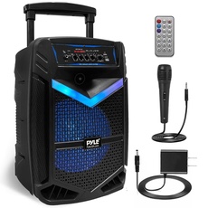 Pyle PA Bluetooth Lautsprecher - Karaoke Maschine mit Karaoke Mikrofon, Musikbox Bluetooth Box, Partybox, 1200W Rechargeable, 15” Subwoofer,1” Tweeter, Aufnahmefunktion, Partybeleuchtung, USB/SD-Radio