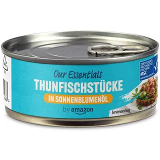 by Amazon Thunfischstücke in Sonnenblumenöl, 145g (1er-Pack) (Abtropfgewicht: 102g)