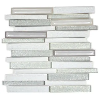 Keramikstäbchen weiss silber Fliesenspiegel Küchenwand 83IC-0131I10Mosaikmatten