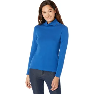 Tommy Hilfiger Damen Langärmeliger Rollkragenpullover Rollkragen, Echtes Blau, Groß