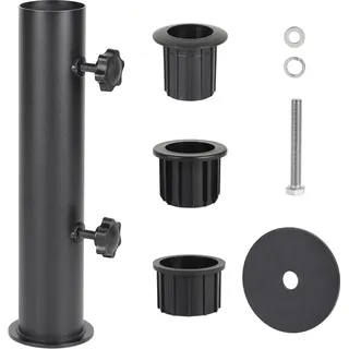 Verstellbare Parasolhalter Ombrelloni mit 3 Reduzierungen aus PVC (28/38/48 mm) Schwarz - Schwarz