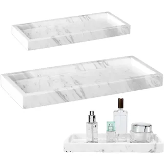 Rierousy Badezimmer Tablett, Marmor Ablageschale, Perfume Tray, Arbeitsplatte KommodeSchminktisch silikon Organizer für Wohnzimmer, Schlafzimmer, Badewanne und Küchenspüle