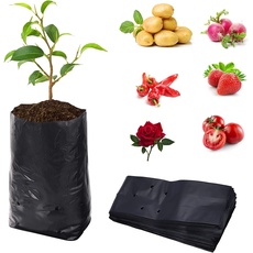 bainuote Pflanztasche 100 Stück Hochwertige PE-Pflanzsack Pflanzen Wachsen Tasche Biologisch Abbaubar Verdickte Pflanzbeutel mit Atmungsaktiven Löchern Sämlingsbeutel (15x25cm (DxH))