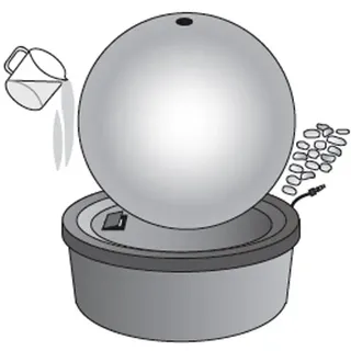 Köhko 50 cm Kugelbrunnen Hochglanz poliert 21005 aus Edelstahl mit LED-Beleuchtung