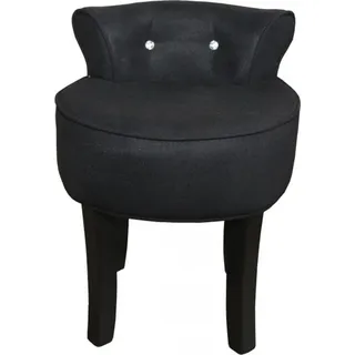 Casa Padrino Designer Hocker Boston Schwarz / Schwarz mit Bling Bling Steinen - Barock Schminktisch Stuhl - Schwarz