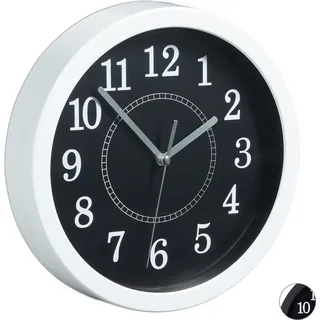 10 x Wanduhr rund, kleine Uhr zum Aufhängen, klassisches Design, batteriebetrieben, Sekundenzeiger, Uhr, Ø 20 cm, weiß - Weiß