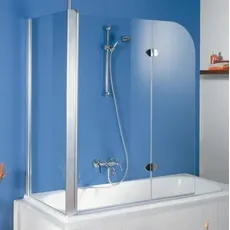 HSK Exklusiv Seitenwand zu Badewannenaufsatz, Größe: 75 x 140 cm, Anschlag links, Duschkabinen: Chromoptik: ESG klar mit Edelglas