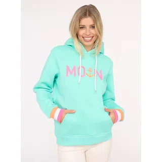 Hoodie ZWILLINGSHERZ "Rahel", Damen, Gr. XXL, grün (mint), Sweatware, Obermaterial: 50% Baumwolle, 50% Polyester, Basic normal, ohne Ausschnitt, angesetztes Bündchen, Sweatshirts Hoodie, Kontrastbündchen, Kängurutasche, Langarm, Kapuze, Kordelzug