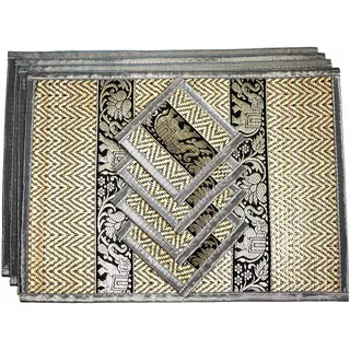 CCcollections Handgewebte Tischsets und Untersetzer aus Korbgeflecht Alternative zu Kunststoff hitzebeständig leicht zu reinigen perfekt für die Esstischdekoration (Mittel Grau)