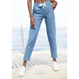 Sweathose ELBSAND "Brinja", Damen, Gr. M (38), N-Gr, blau (azurblau), Sweatware, Obermaterial: 95% Baumwolle, 5% Elasthan, unifarben, figurumspielend lang, Hosen Sweathose, mit Taschen und breiten Kordeln, Jogginghose, lässige Passform, Topseller