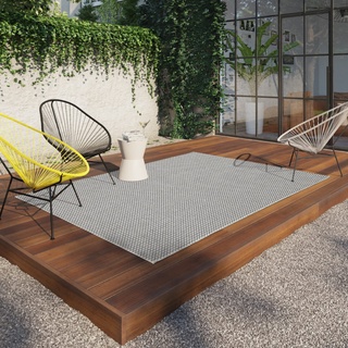 BALTA Outdoor Teppich, Flachwebteppich, ideal für den Außenbereich auf der Terrasse oder für das Wohnzimmer - Schlafzimmer, Maschinengewebt, Juteteppich-Effekt, Polypropylen, 200 x 290 cm, Grau