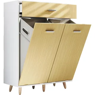 VCM Landos M Hochschrank 107 x 79 x 35 cm Weiß/Honigeiche Holz